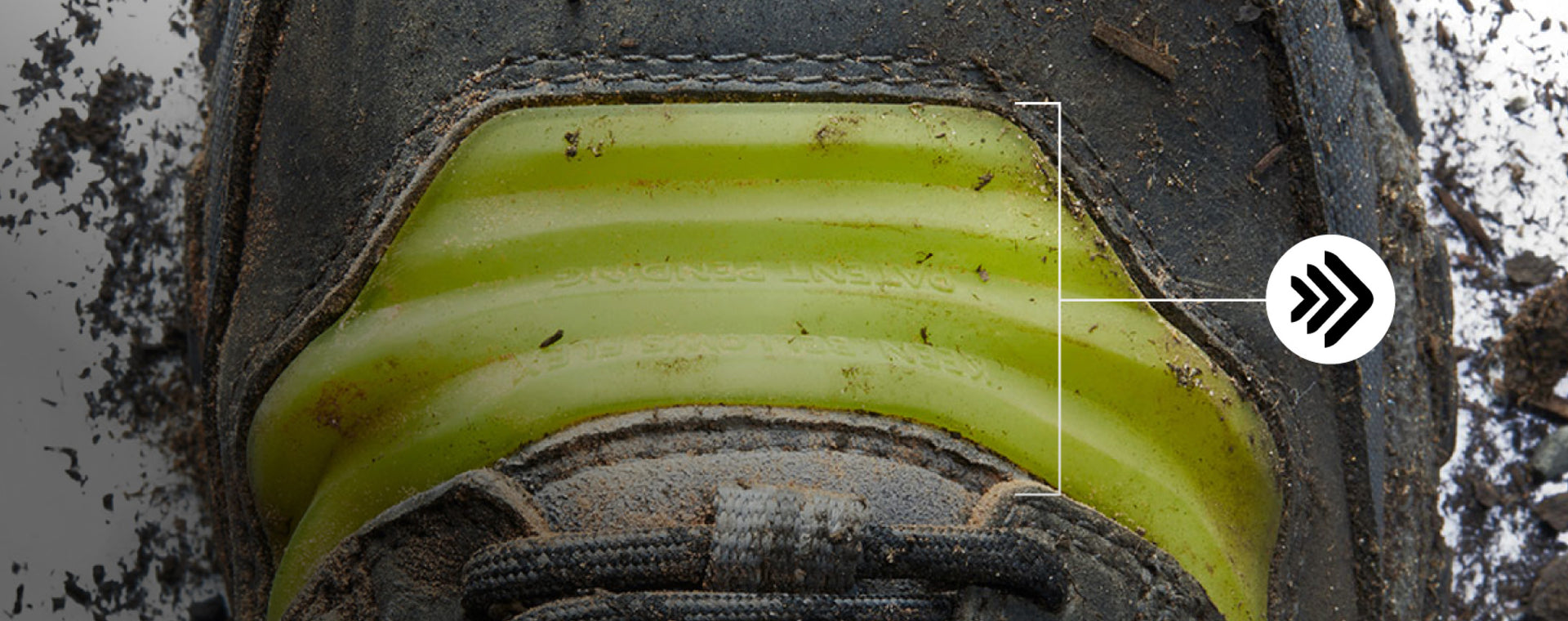 Closeup view of Bellows flex technology on ridgeflex shoe