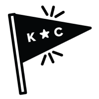 Small triangle flag that reads "K*C"